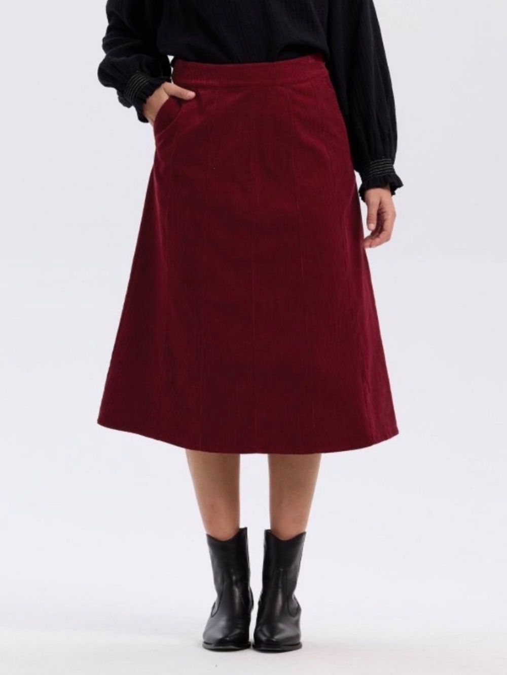 Universal Thread Women's Corduroy Midi A-Line Skirt Red XL NWT